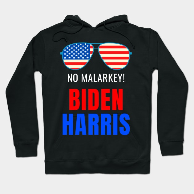 No Malarkey, Biden Harris 2020 for The American President, Funny Anti Trump USA Flag Hoodie by WPKs Design & Co